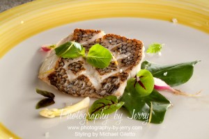 Food Photography Sea Bass Dinner On Greens
