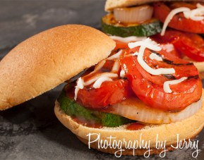 Veggie Slider with Tomato, Onion, Zucchini and cheese