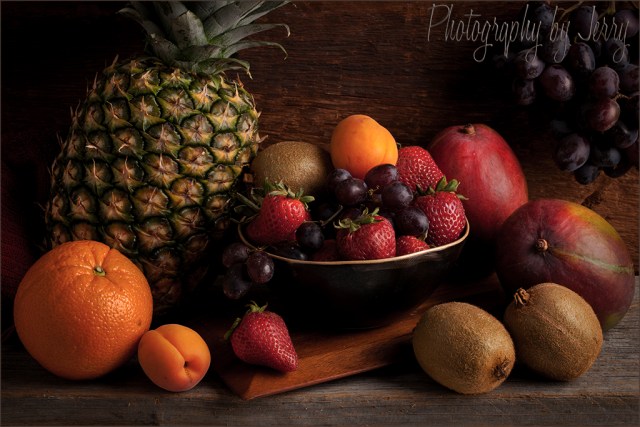 Still Life Fruit Bowl with Orange